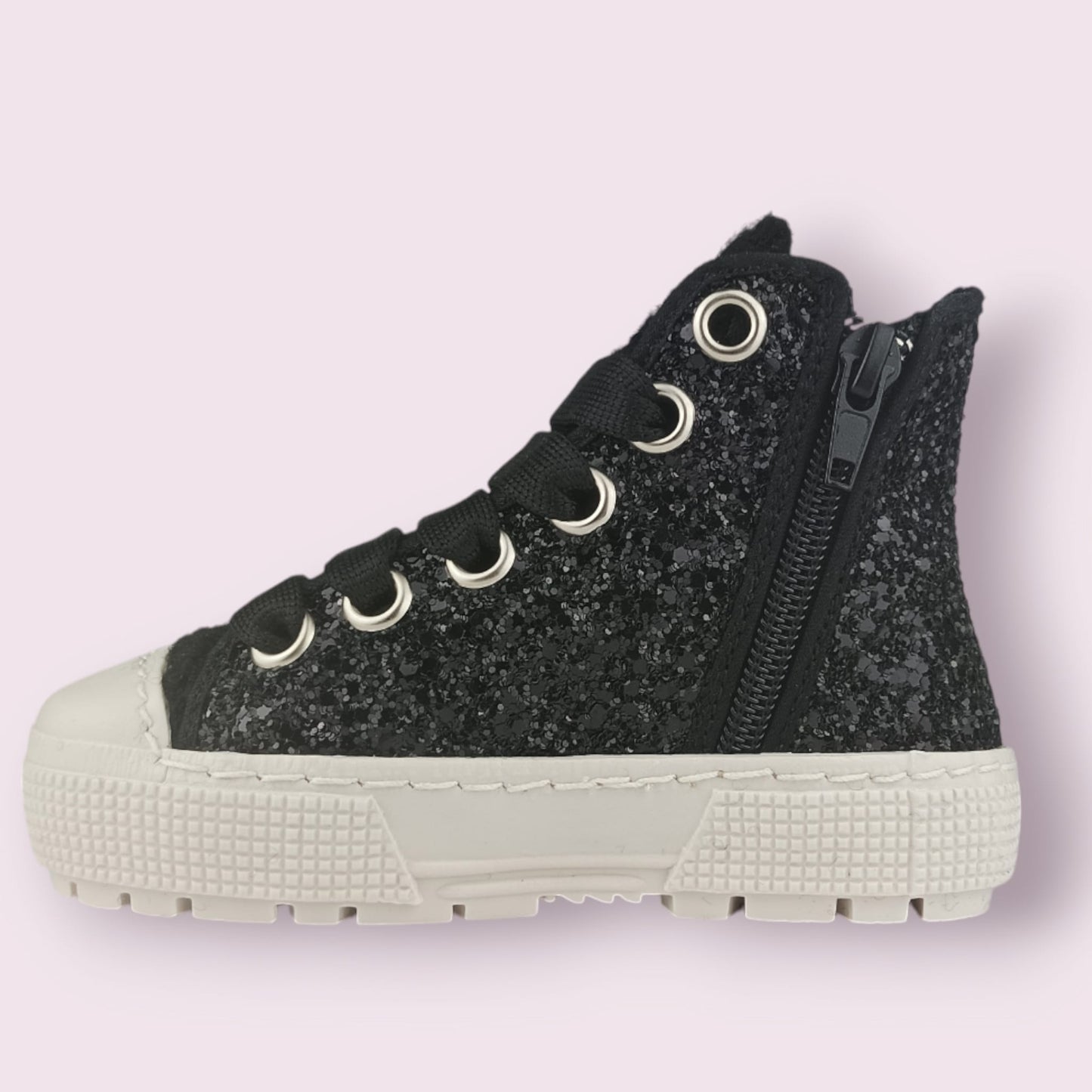 Scarpe SPINDOCTOR glitter nero e teddy beige MADE IN ITALY 24-35