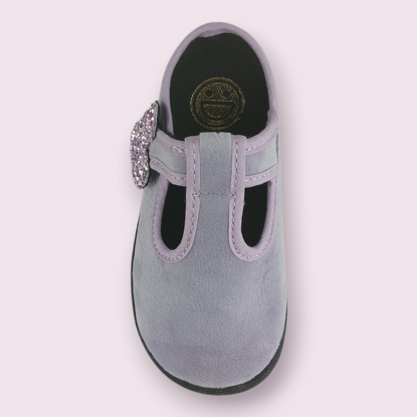 SPINDOCTOR ballet flats in lilac velvet with velcro closure and glitter heart MADE IN ITALY 19 - 22 (Copy)
