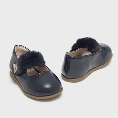 Ballerine Bambina MAYORAL Vernice Blu con Ecopelliccia - Eleganti dal 19 al 25