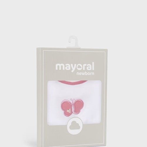MAYORAL baby bibs with white fuchsia butterflies