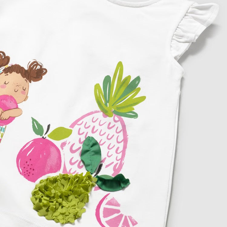 MAYORAL white dress with fruits 6 months - 4 years