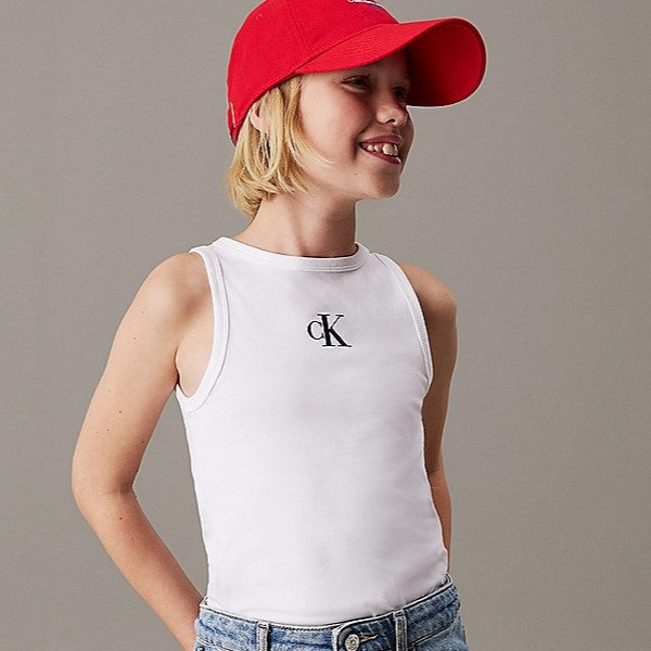 CALVIN KLEIN Slim Logo Tank Top White 4 Years - 16 Years