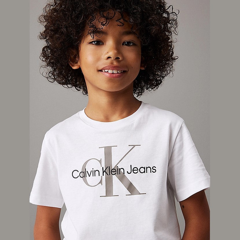 T-shirt CALVIN KLEIN unisex bianca logo centrale 4 anni - 16 anni