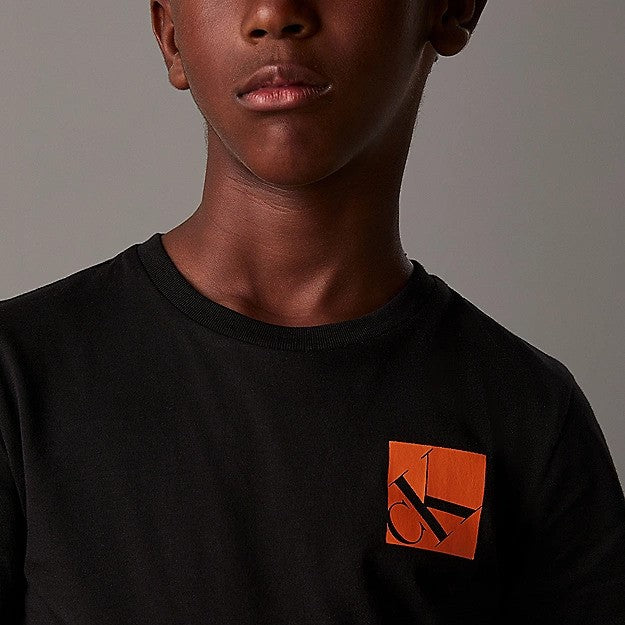 T-shirt CALVIN KLEIN nera logo arancio 4 anni - 16 anni