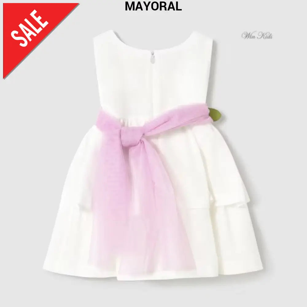 Abito MAYORAL in lino con cintura rosa 6 mesi - 4 anni Abiti