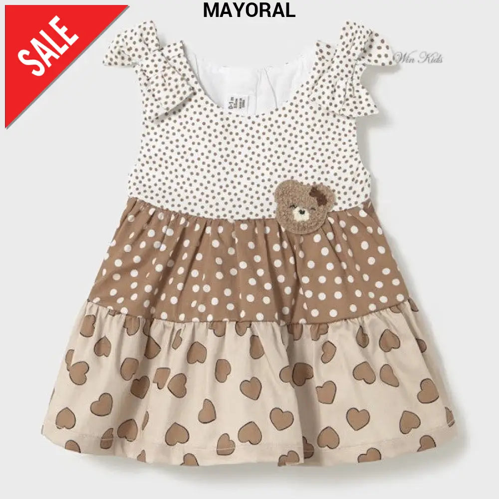 Mayoral Abito per neonata e bambina beige con orsetto 1868 86