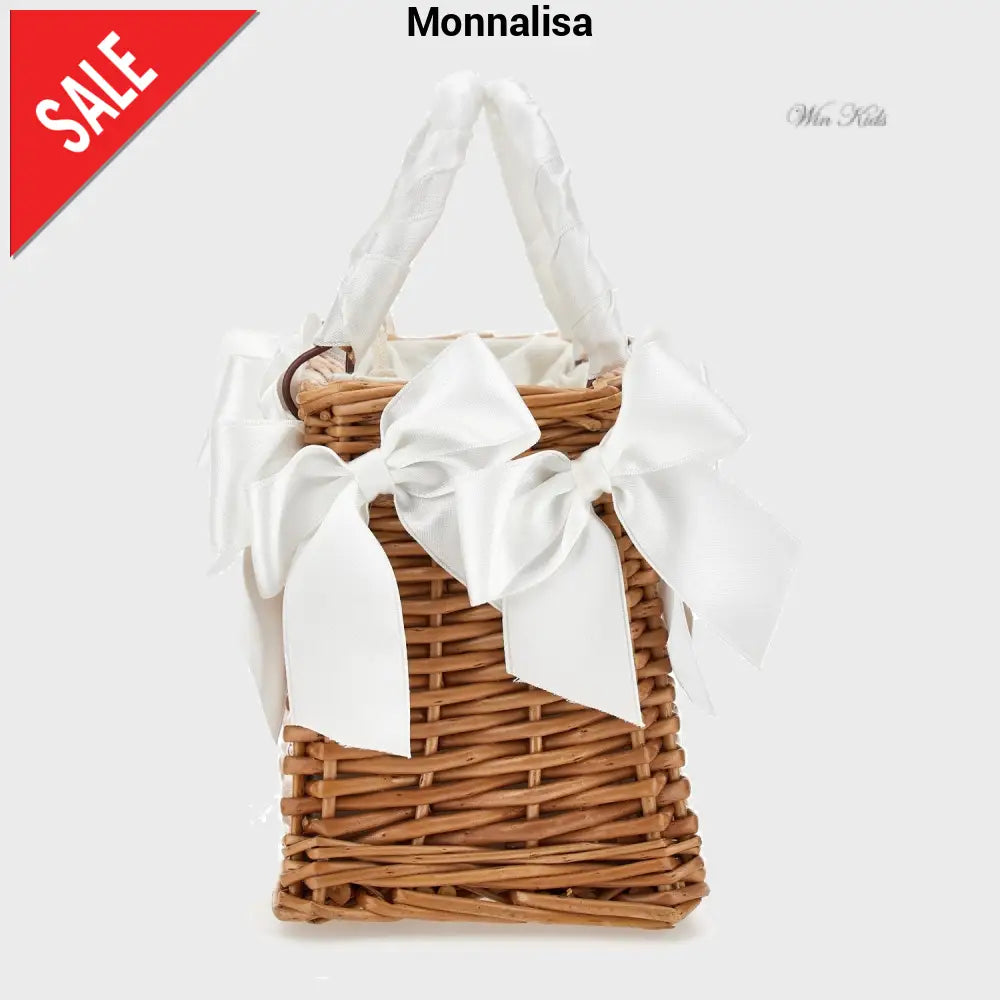 Borsa MONNALISA modello cesto in vimini naturale Panna Borse