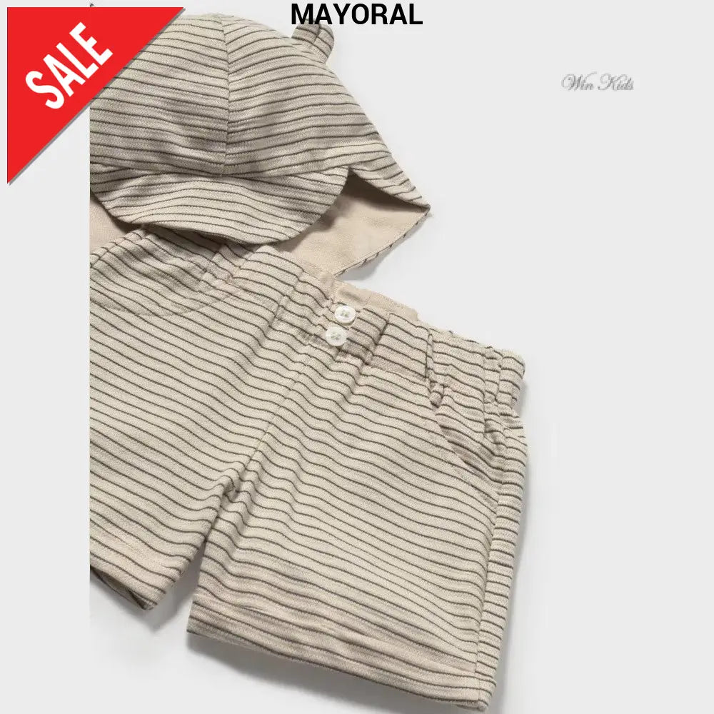Completo MAYORAL t-shirt bermuda e cappello fantasia rigata 6 mesi - 4 anni Completi