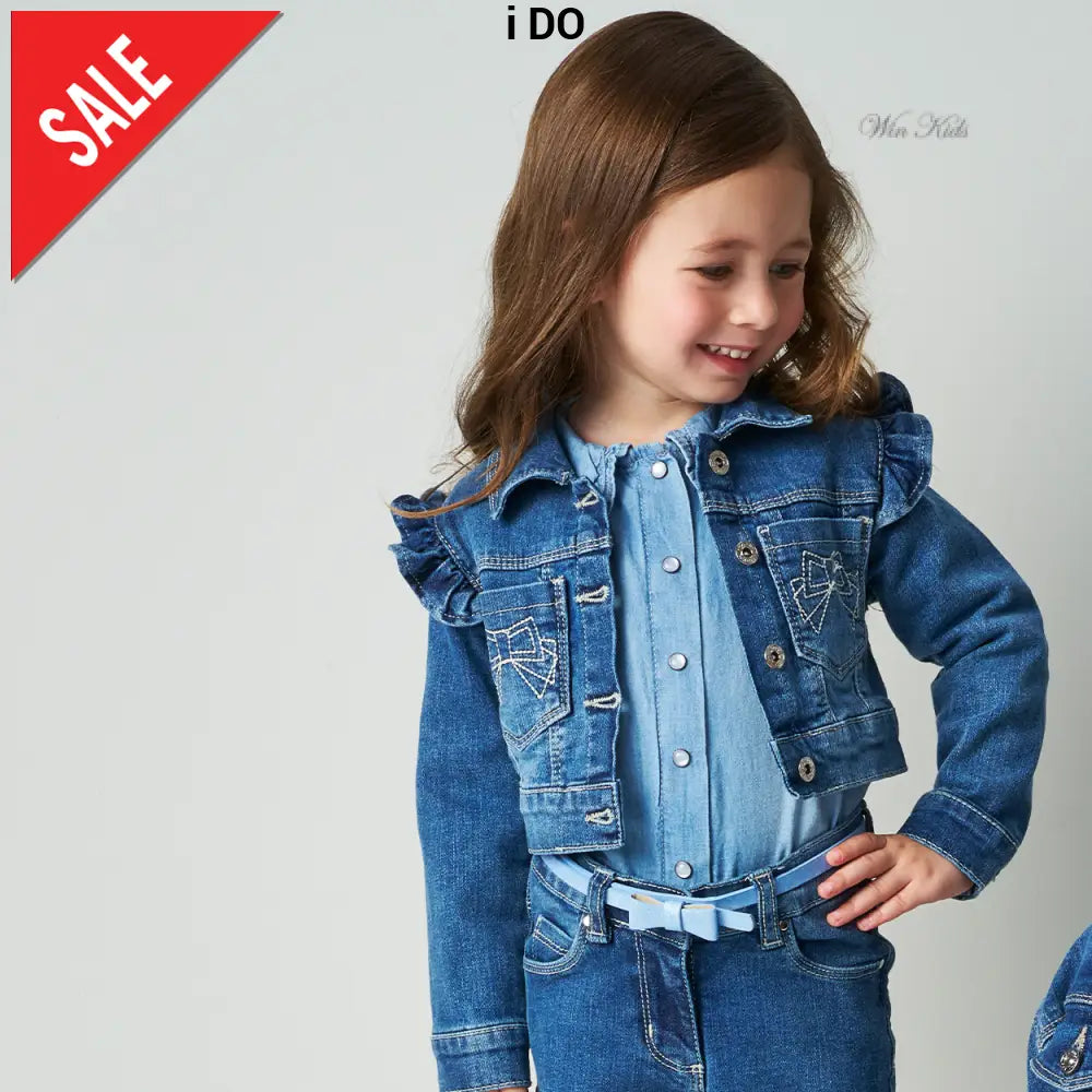 Giubbotto i DO bambina in jeans corto dalla 18mesi alla 8anni Giubbotti