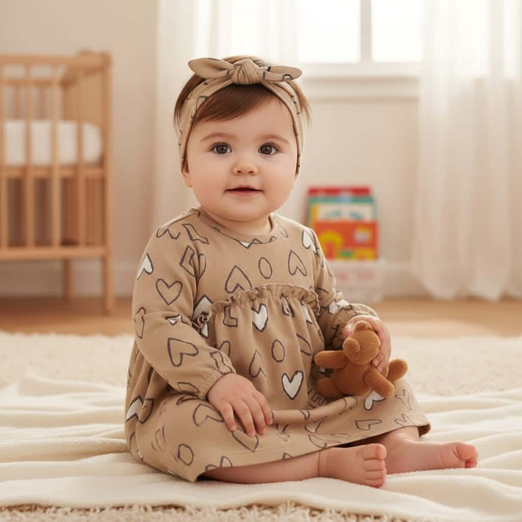 MAYORAL dress and headband with heart pattern 1 month