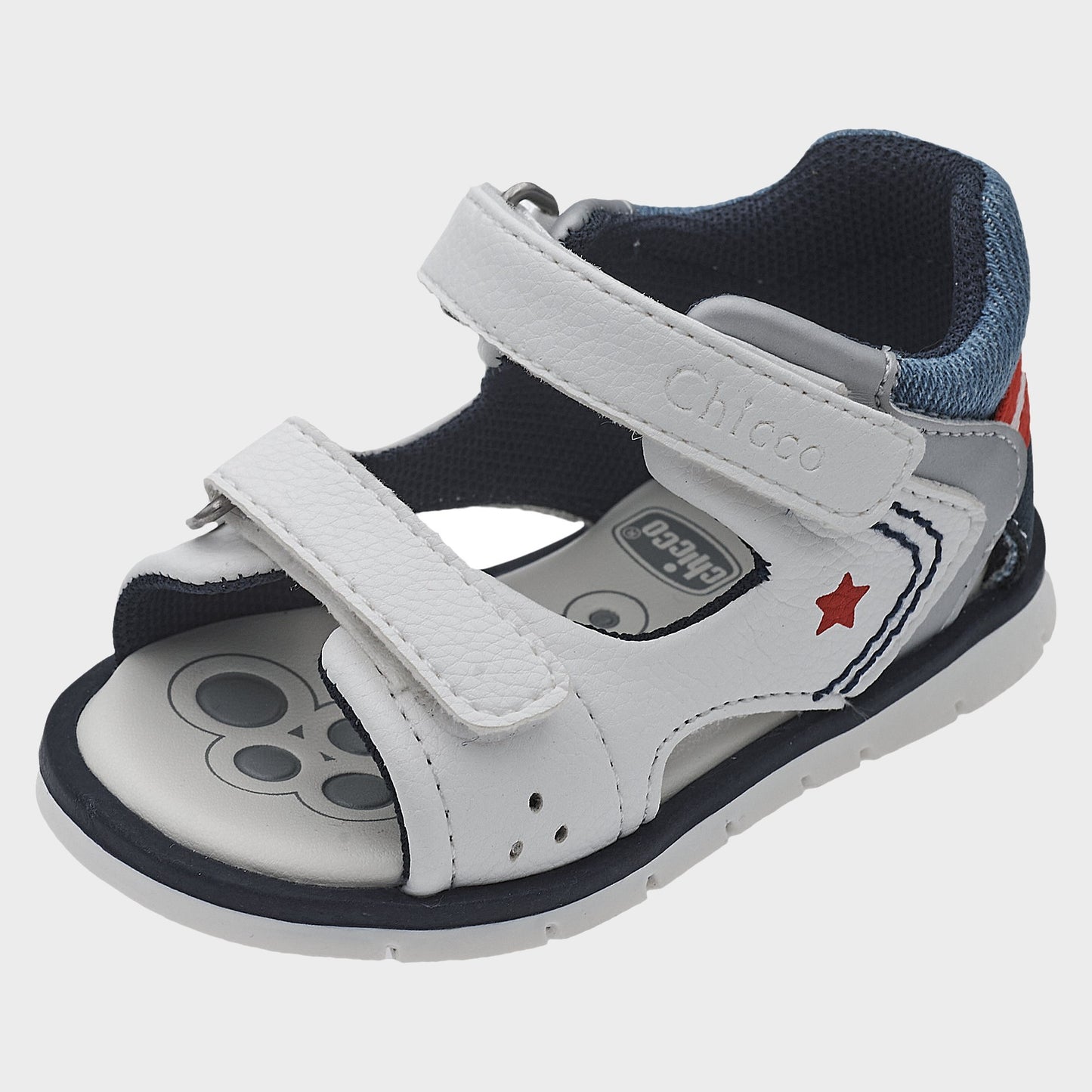Sandali CHICCO bianco blu con doppio velcro dal 18 al 23