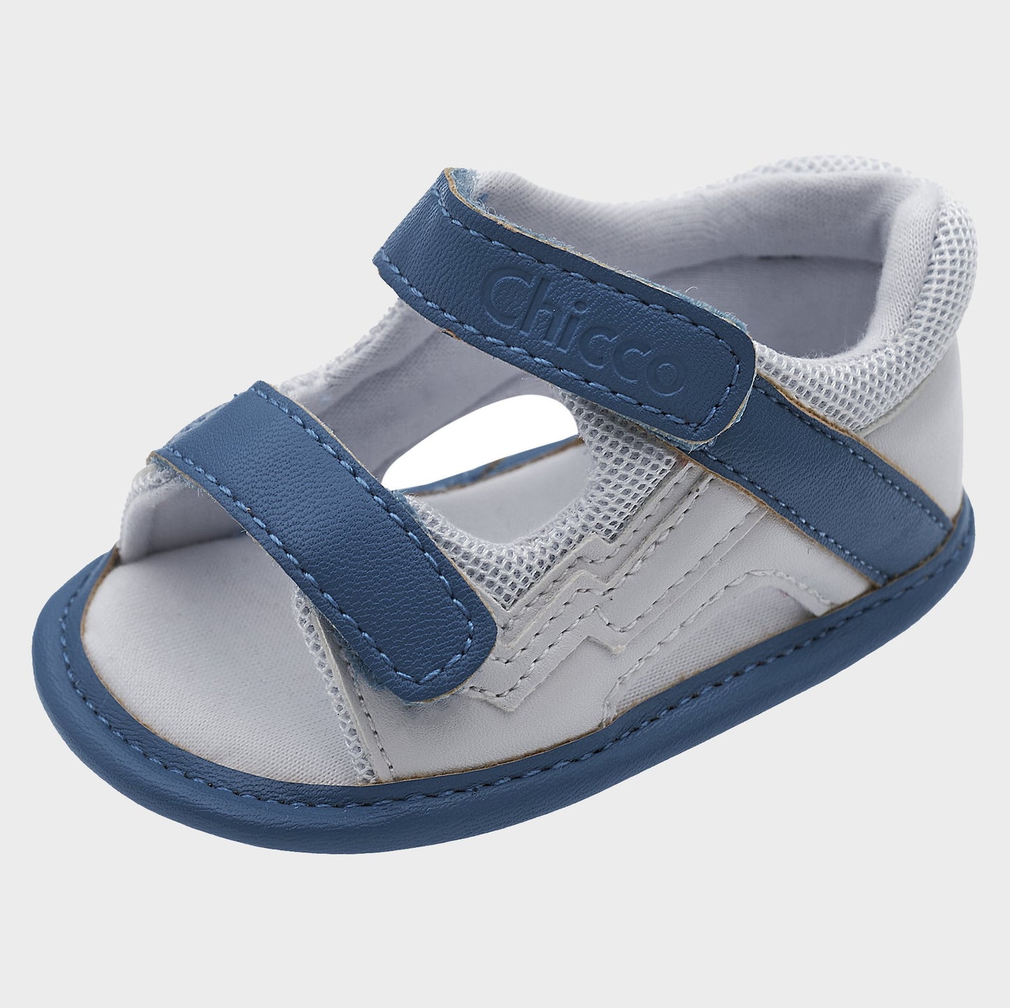 Modelo de sandalias Chicco White Culla y Double Velcro Blue de 16 a 19