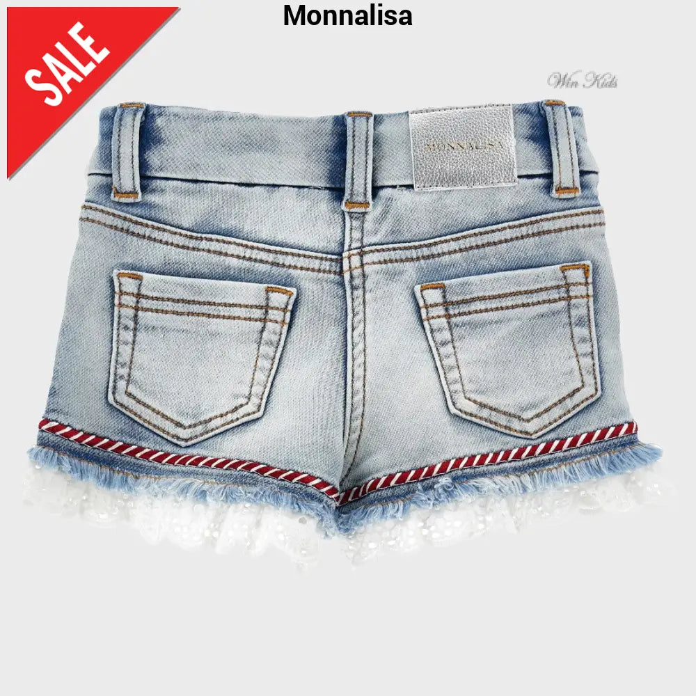 Shorts MONNALISA Capri in jeans con san gallo 2 anni - 10 anni Bermuda