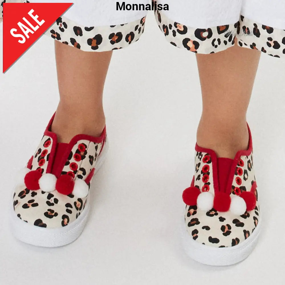 Sneakers MONNALISA bambina in tela leopard modello slip on dal 25 al 35 Scarpe