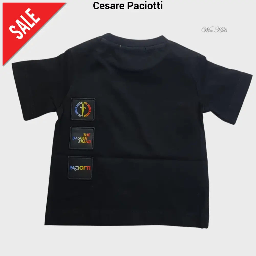 T-shirt CESARE PACIOTTI baby kids e junior nero logo multicolore 6 mesi - 16 anni T-shirt