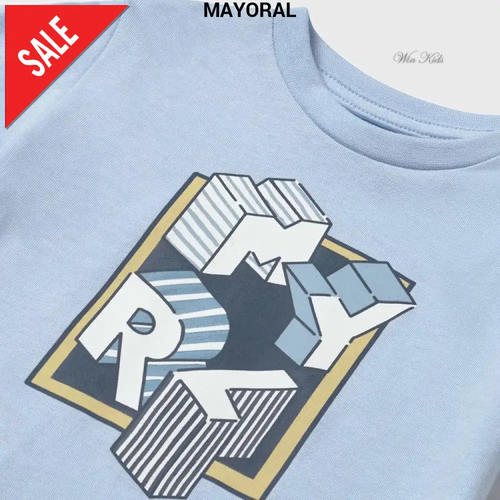 T-shirt MAYORAL azzurra con logo 6 mesi - 4 anni T-shirt