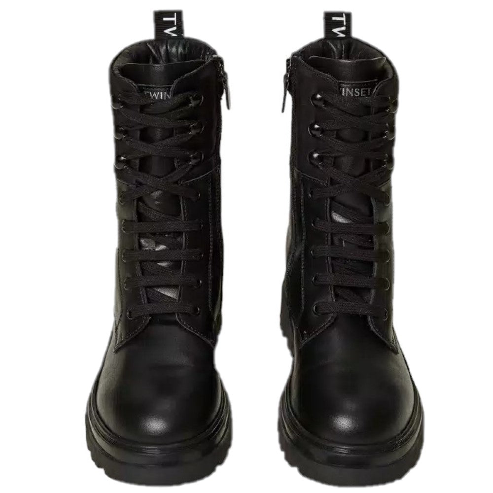 Anfibios de twinset de cuero negro del número 28 a 38