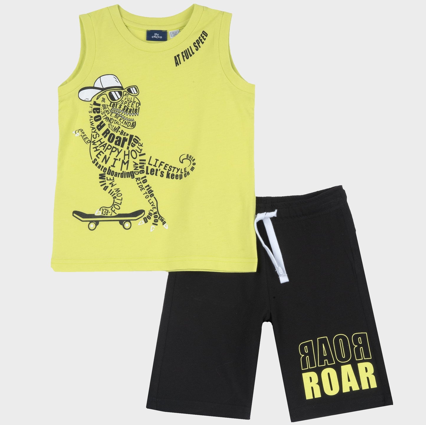 CHICCO dinosaur set, tank top and shorts from 18 months to 8 years