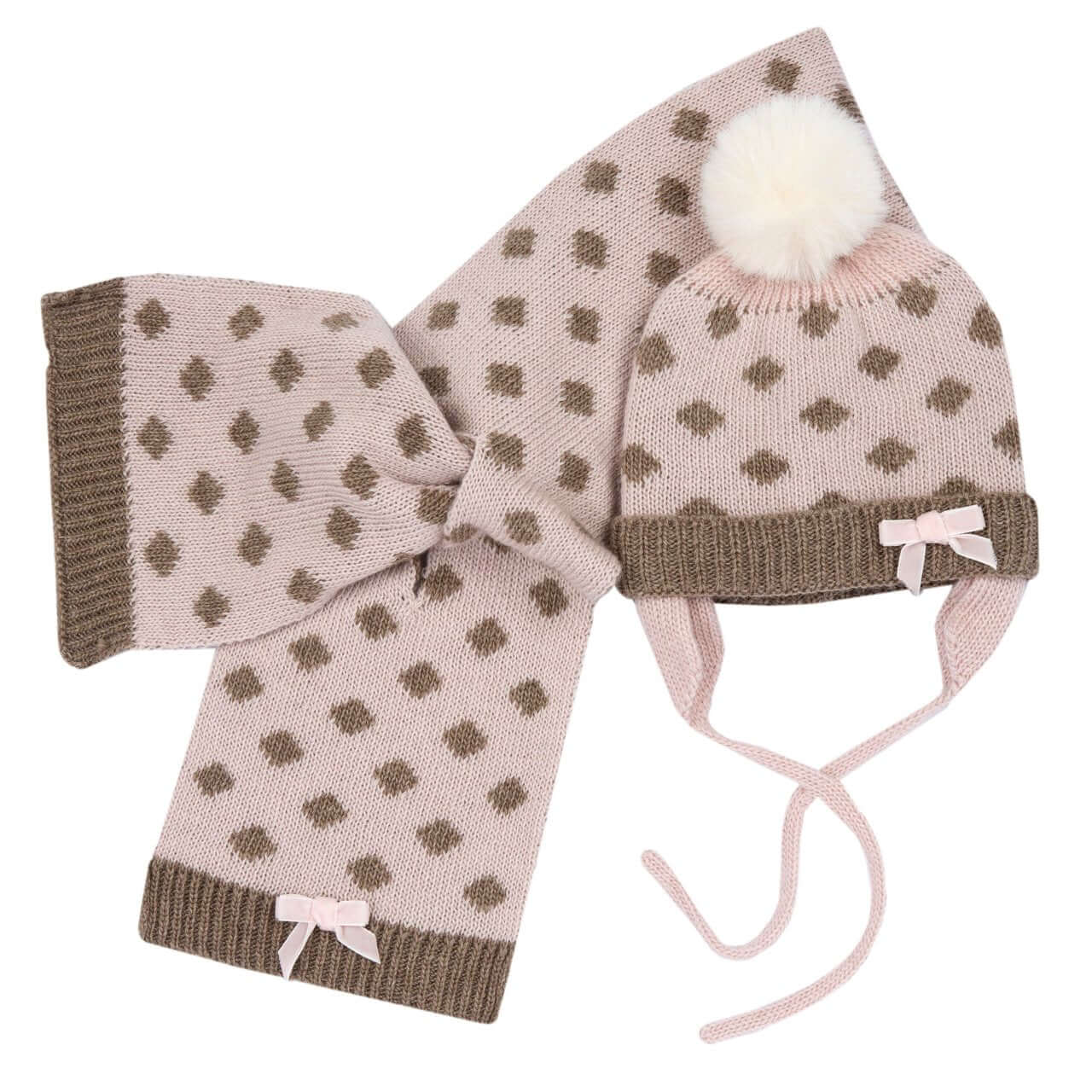 Cappello e Sciarpa CHICCO a fantasia pois rosa e beige 0/3 mesi - 18/24 mesi