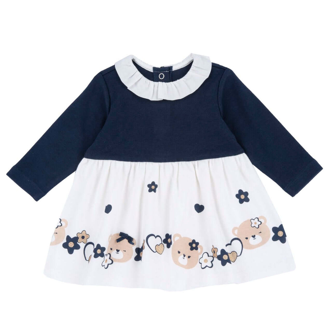 Chicco white and blue dress theme of bear bear 3 months - 4 years