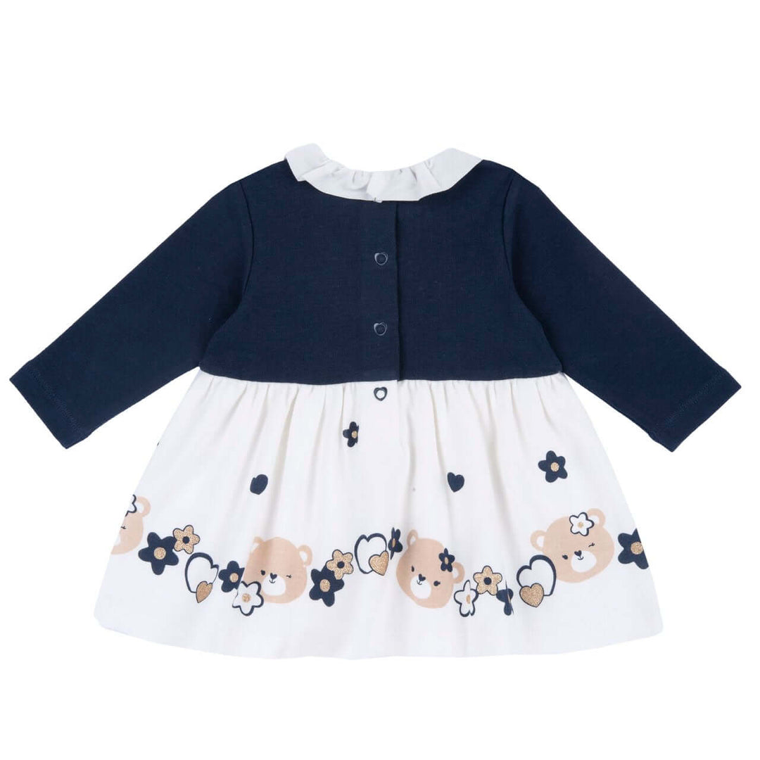 Chicco white and blue dress theme of bear bear 3 months - 4 years