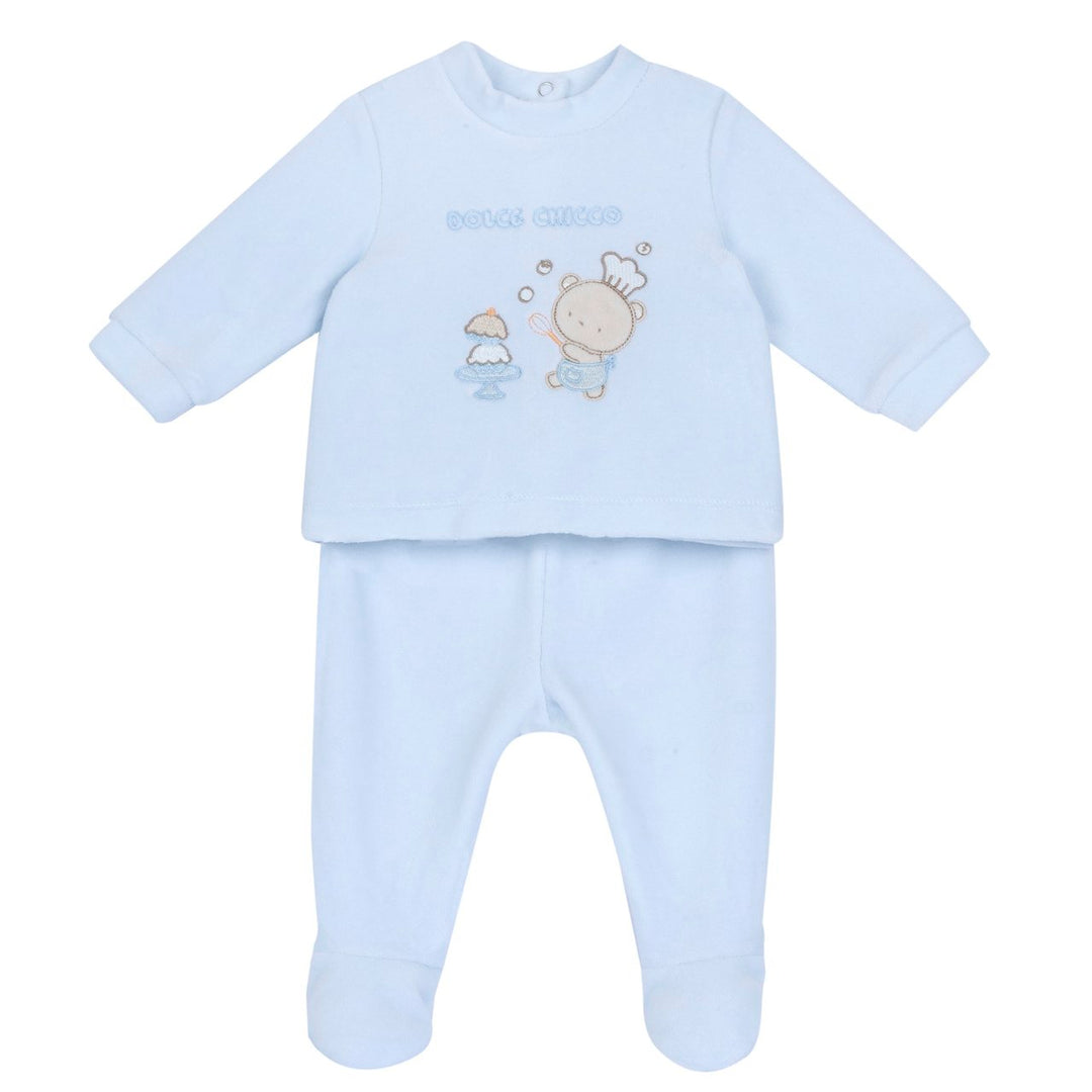 Completo CHICCO in ciniglia azzurra tema orsetto chef