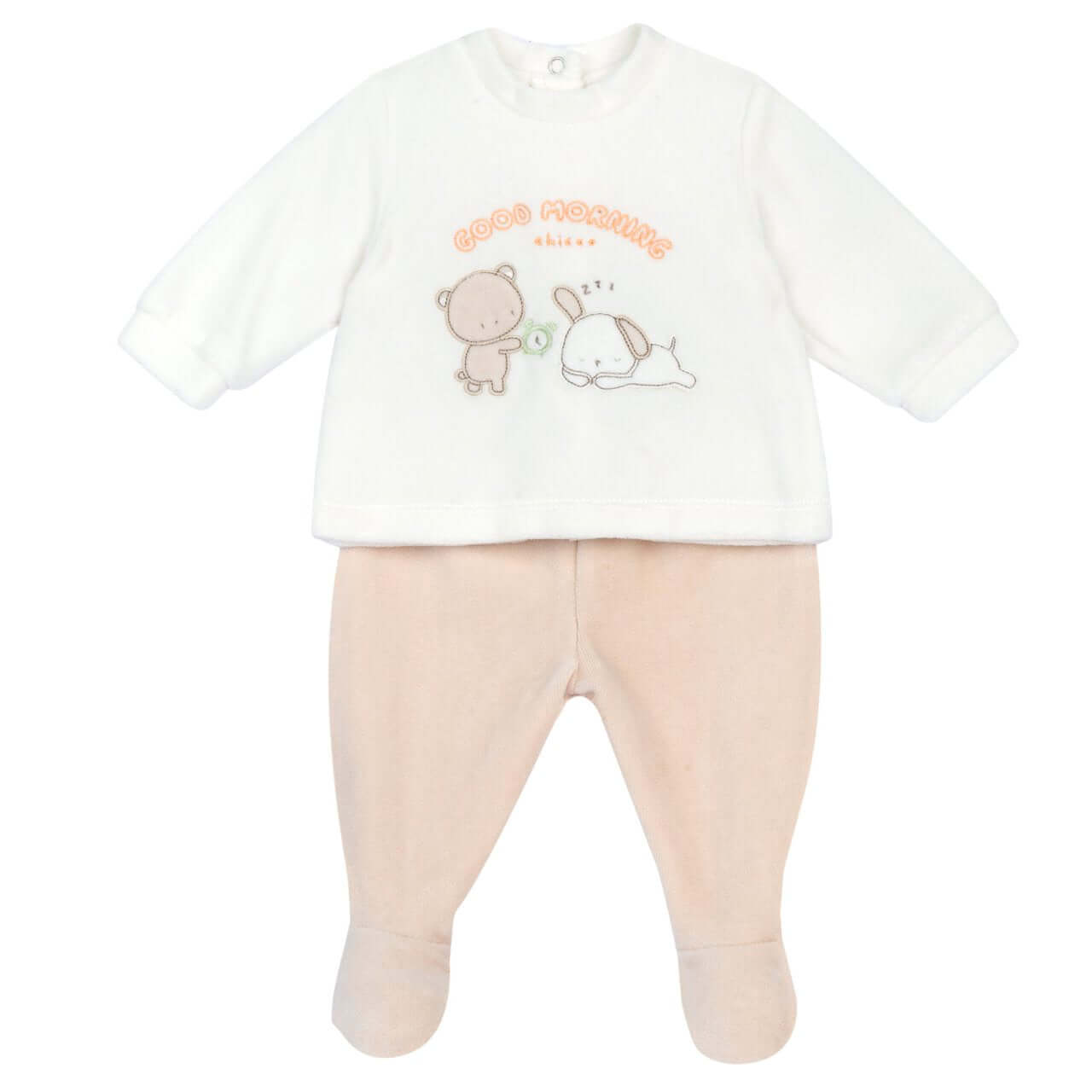 Completo CHICCO in ciniglia beige tema orsetto e cagnolino