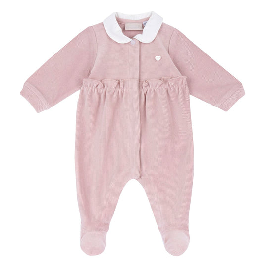 Pelele rosa de chenilla CHICCO con corazón en la espalda de 0 meses a 1 mes