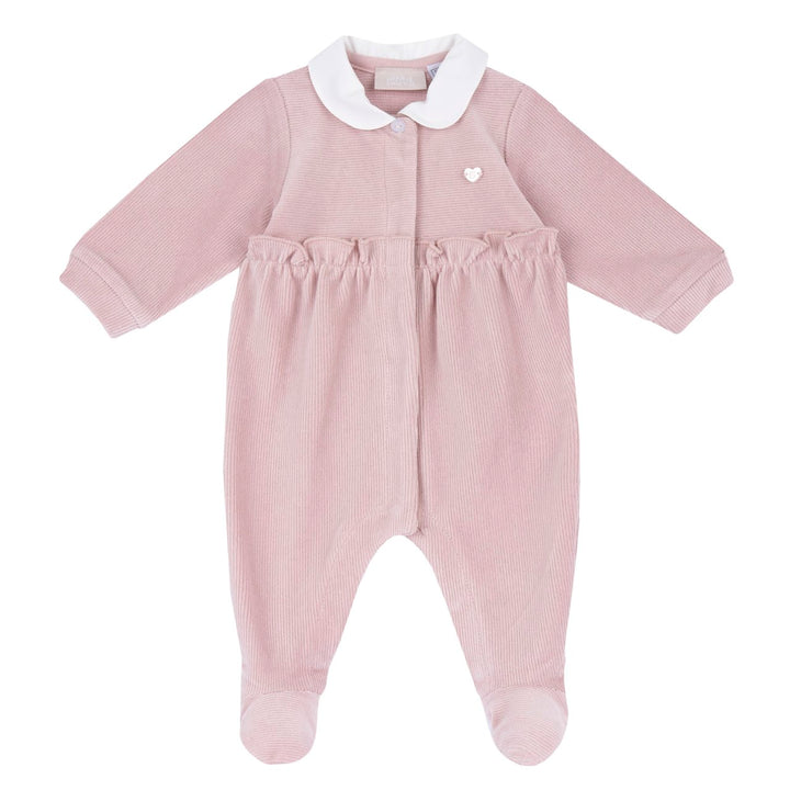 Pelele rosa de chenilla CHICCO con corazón en la espalda de 0 meses a 1 mes