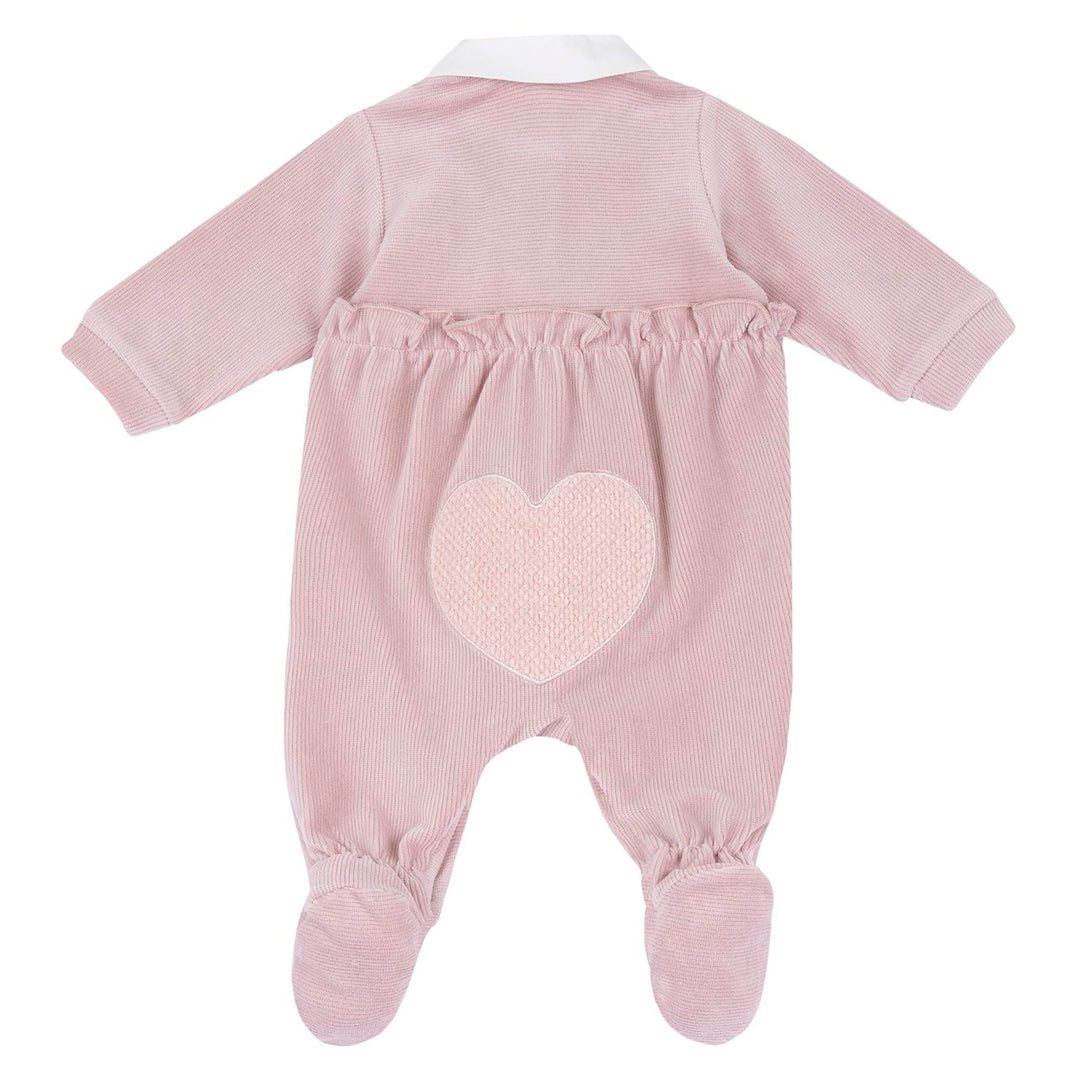 Pelele rosa de chenilla CHICCO con corazón en la espalda de 0 meses a 1 mes