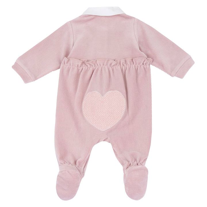 Pelele rosa de chenilla CHICCO con corazón en la espalda de 0 meses a 1 mes