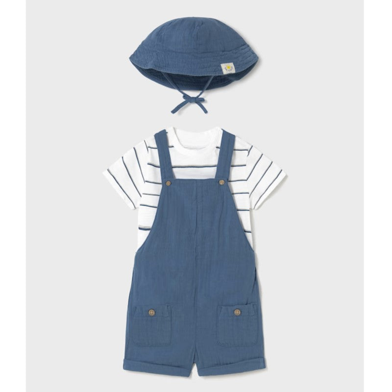MAYORAL set of overalls, t-shirt and hat from 6 months to 4 years
