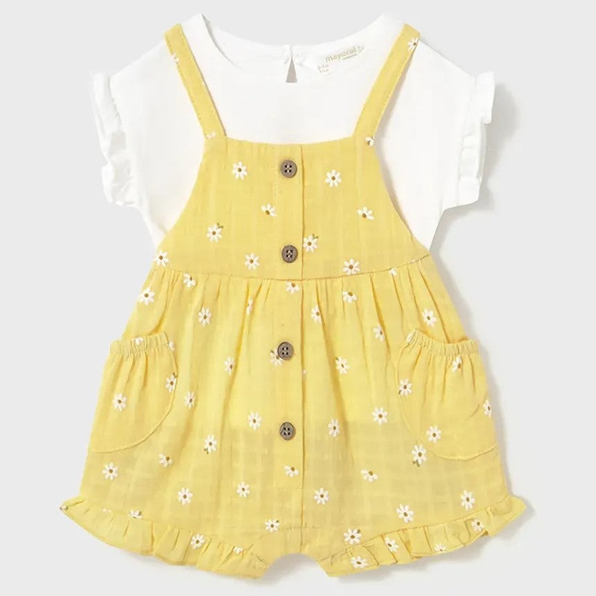Completo MAYORAL salopette gialla e t-shirt 1 mese - 18 mesi