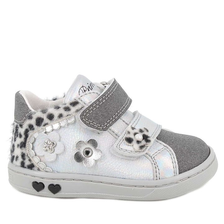 PRIMIGI first steps shoes in silver with little flowers from 18 to 24