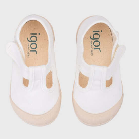 Scarpe Bambino Bambina Igor Lona Petito Bianco | Barefoot Velcro | Taglie 19-27