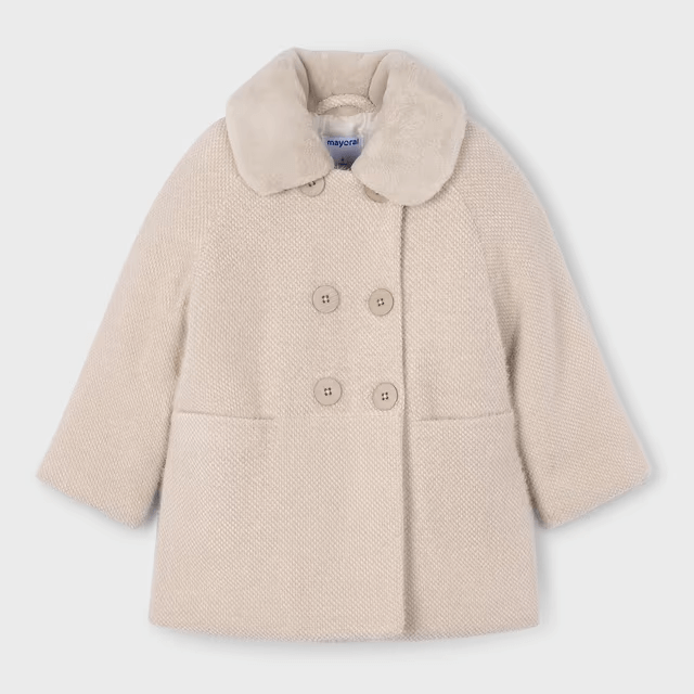 Cappotto Pelo MAYORAL Bambina con Colletto Ecopelliccia - 3-10 Anni