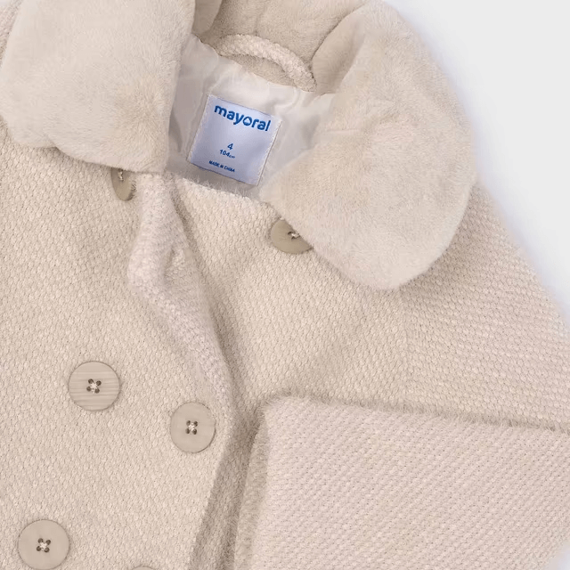 Cappotto Pelo MAYORAL Bambina con Colletto Ecopelliccia - 3-10 Anni