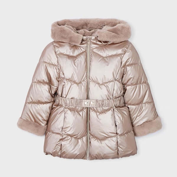 Giubbotto MAYORAL con cintura ed ecopelliccia taupe 2 anni - 10 anni