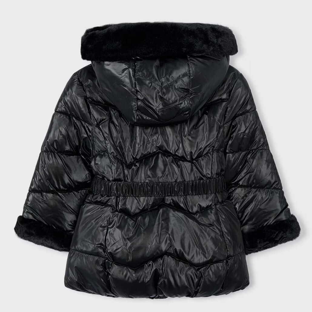 Giubbotto MAYORAL con cintura ed ecopelliccia nero 2 anni - 10 anni