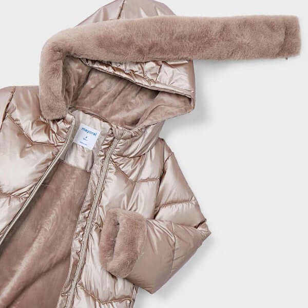 Giubbotto MAYORAL con cintura ed ecopelliccia taupe 2 anni - 10 anni