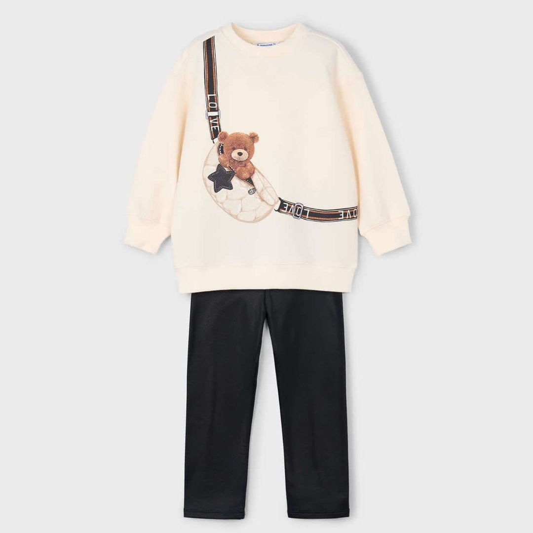 Conjunto de leggings MAYORAL e moletom de urso para meninas de 2 a 10 anos