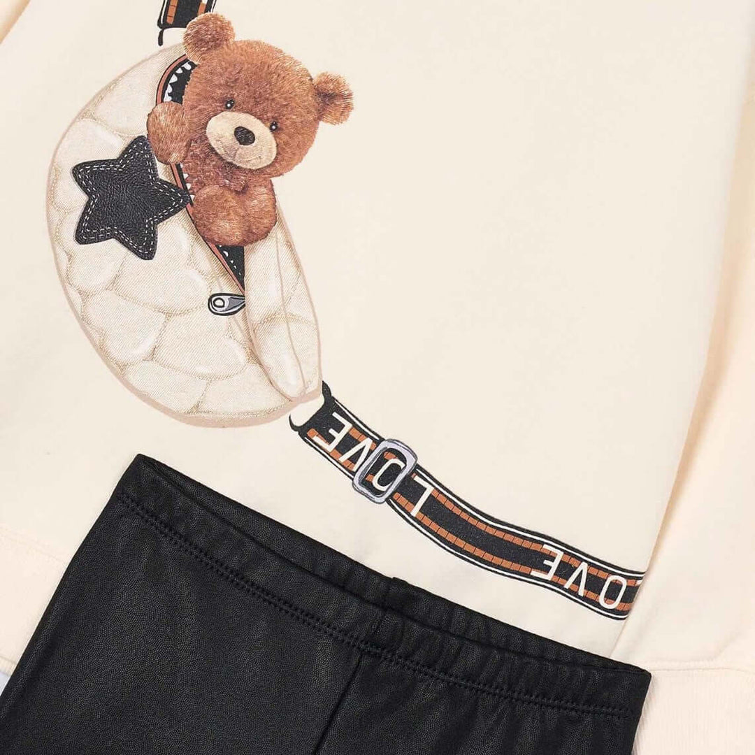 Conjunto de leggings MAYORAL e moletom de urso para meninas de 2 a 10 anos