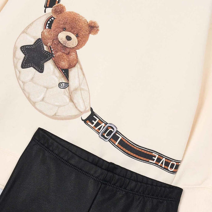 Conjunto de leggings MAYORAL e moletom de urso para meninas de 2 a 10 anos