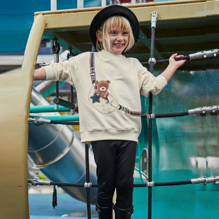 Conjunto de leggings MAYORAL e moletom de urso para meninas de 2 a 10 anos