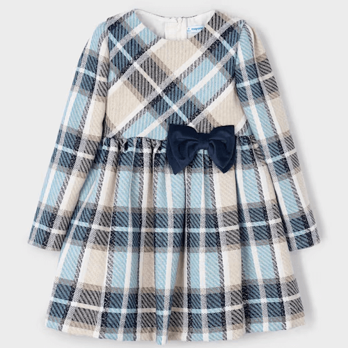 MAYORAL checked dress with blue bow 2 years - 10 years