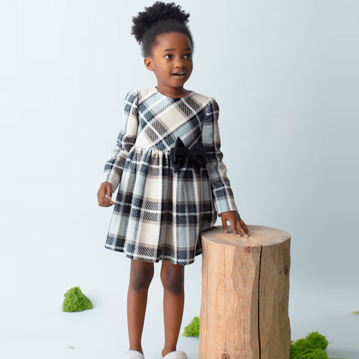 MAYORAL checked dress with blue bow 2 years - 10 years