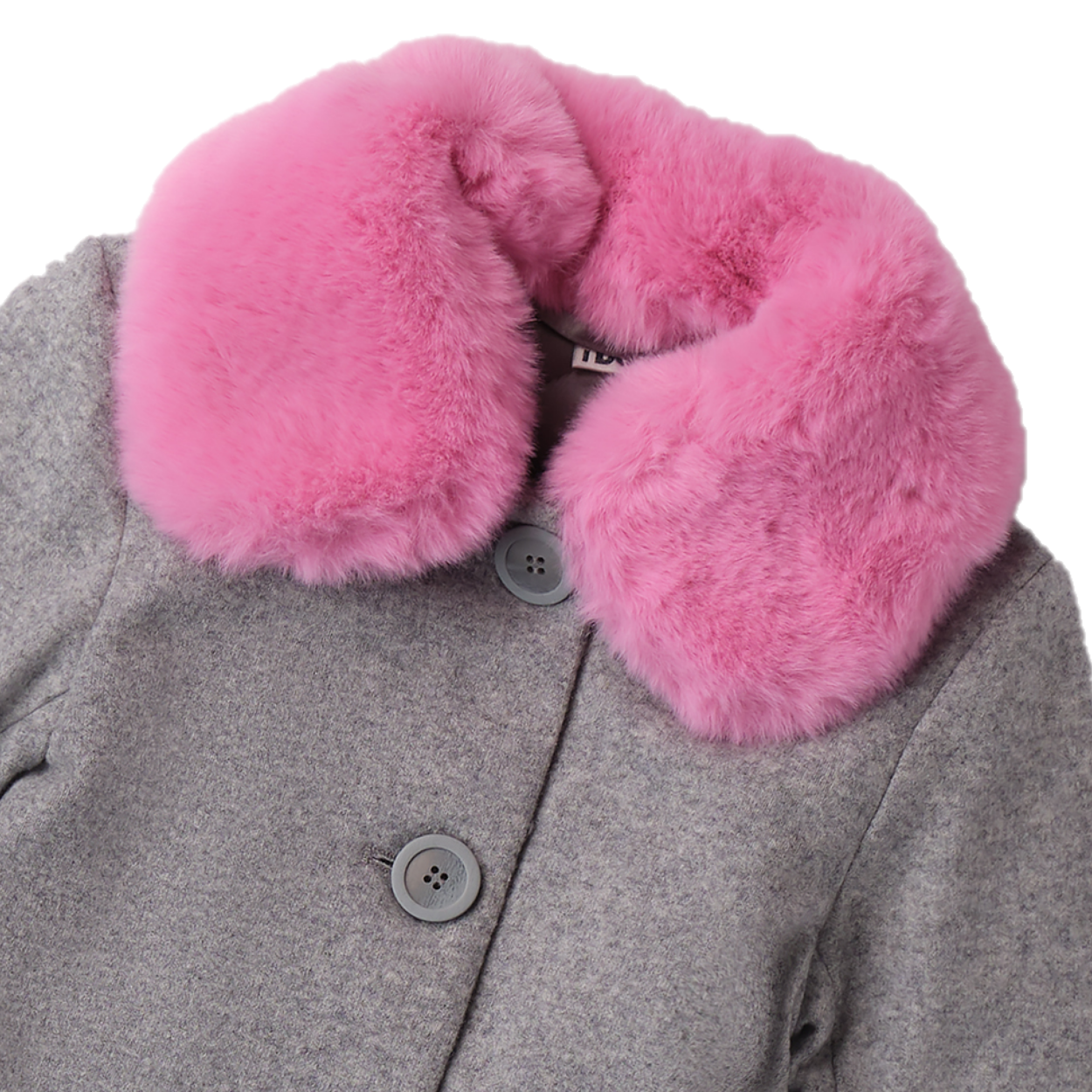 Cappottino i DO grigio con colletto removibile fiocco sul retro 12 - 18 mesi