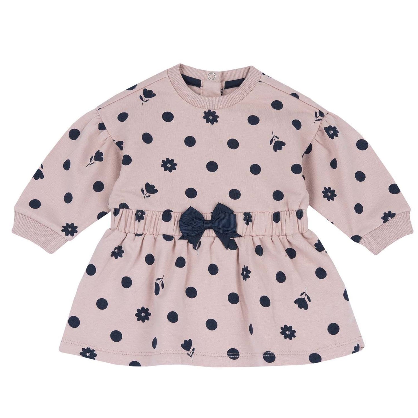 Abito CHICCO rosa fantasia pois blu 3 mesi - 4 anni