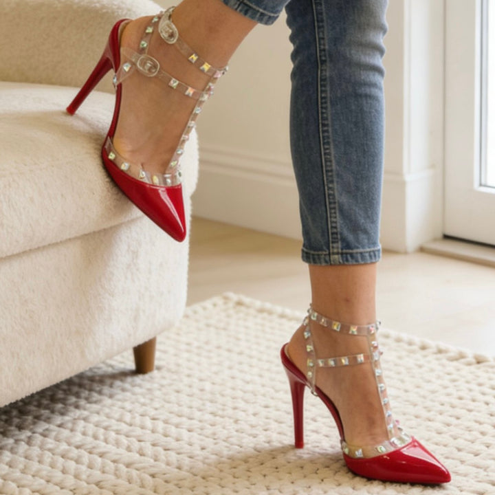 Black and transparent Chanel model pumps with applications 36-41