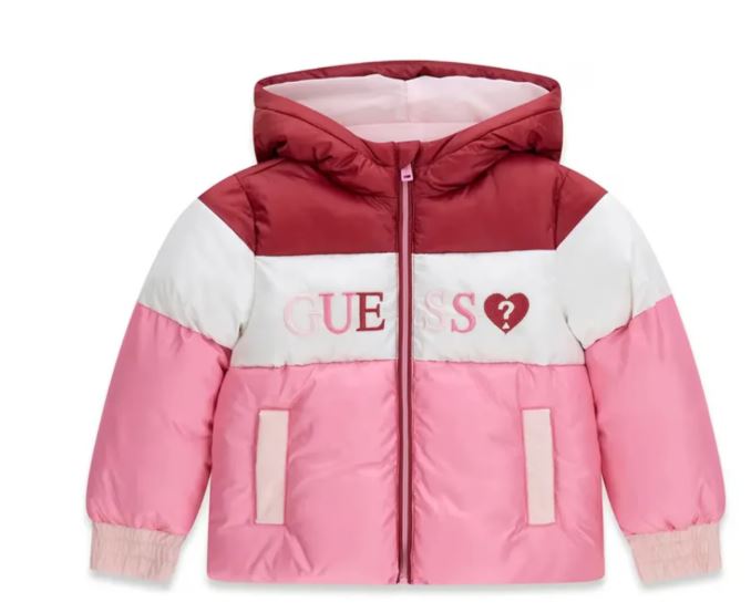 Giubbotto GUESS con logo multi rosa dalla taglia 2 anni alla 7anni